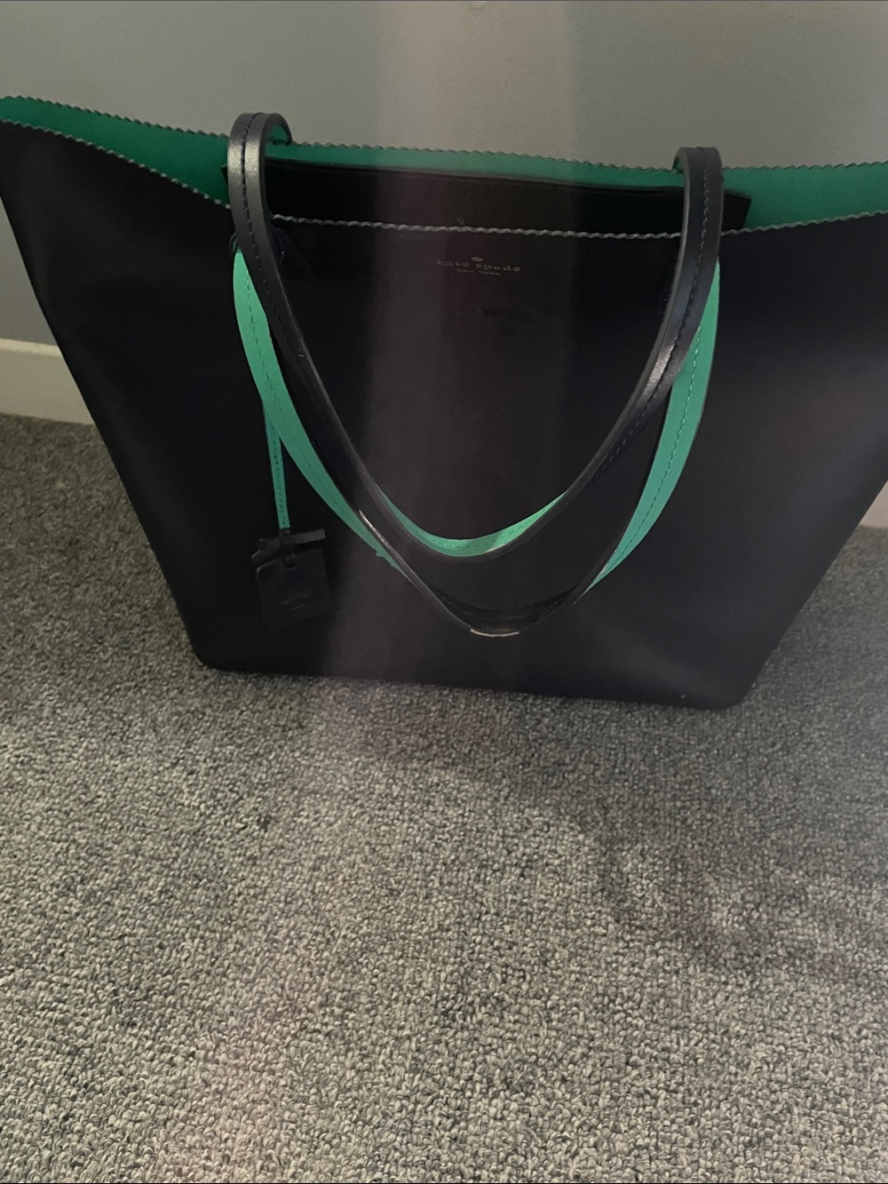 Black and Teal Reversible Tote Bag